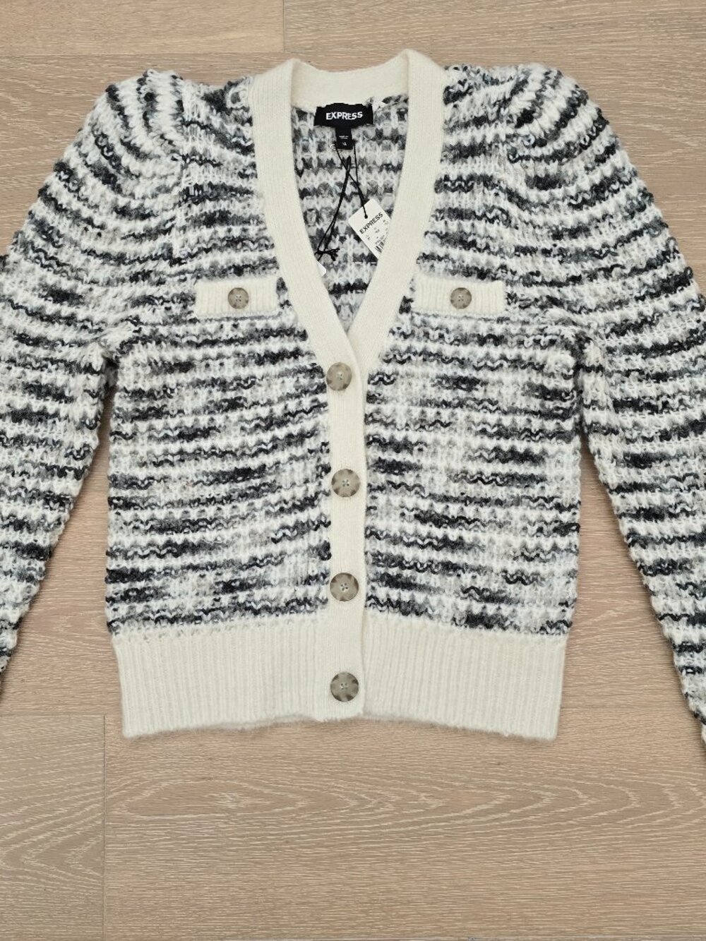 Express Black White Cardigan Size XS Long Sleeve